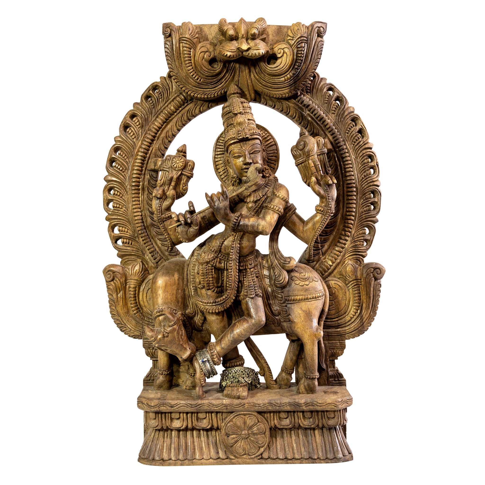 Antique Wooden Lord Krishna