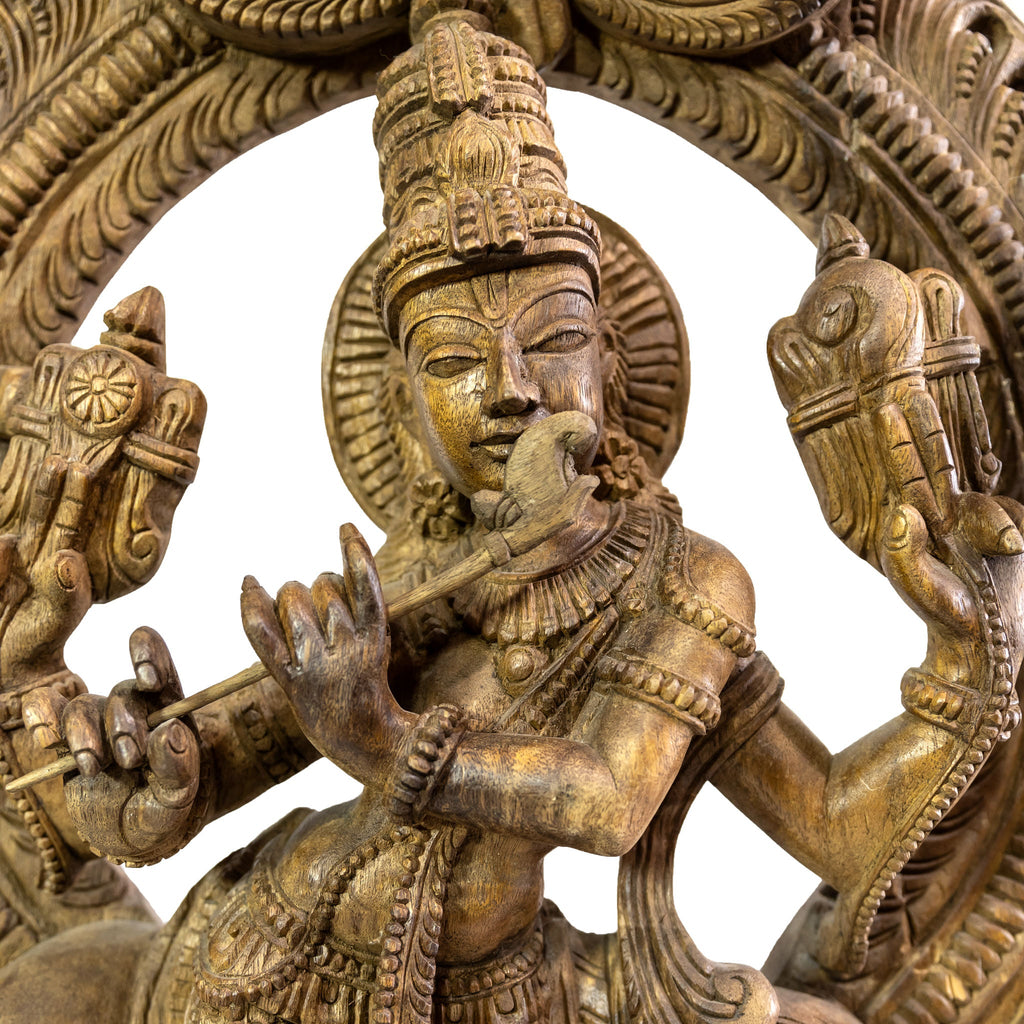 Antique Wooden Lord Krishna