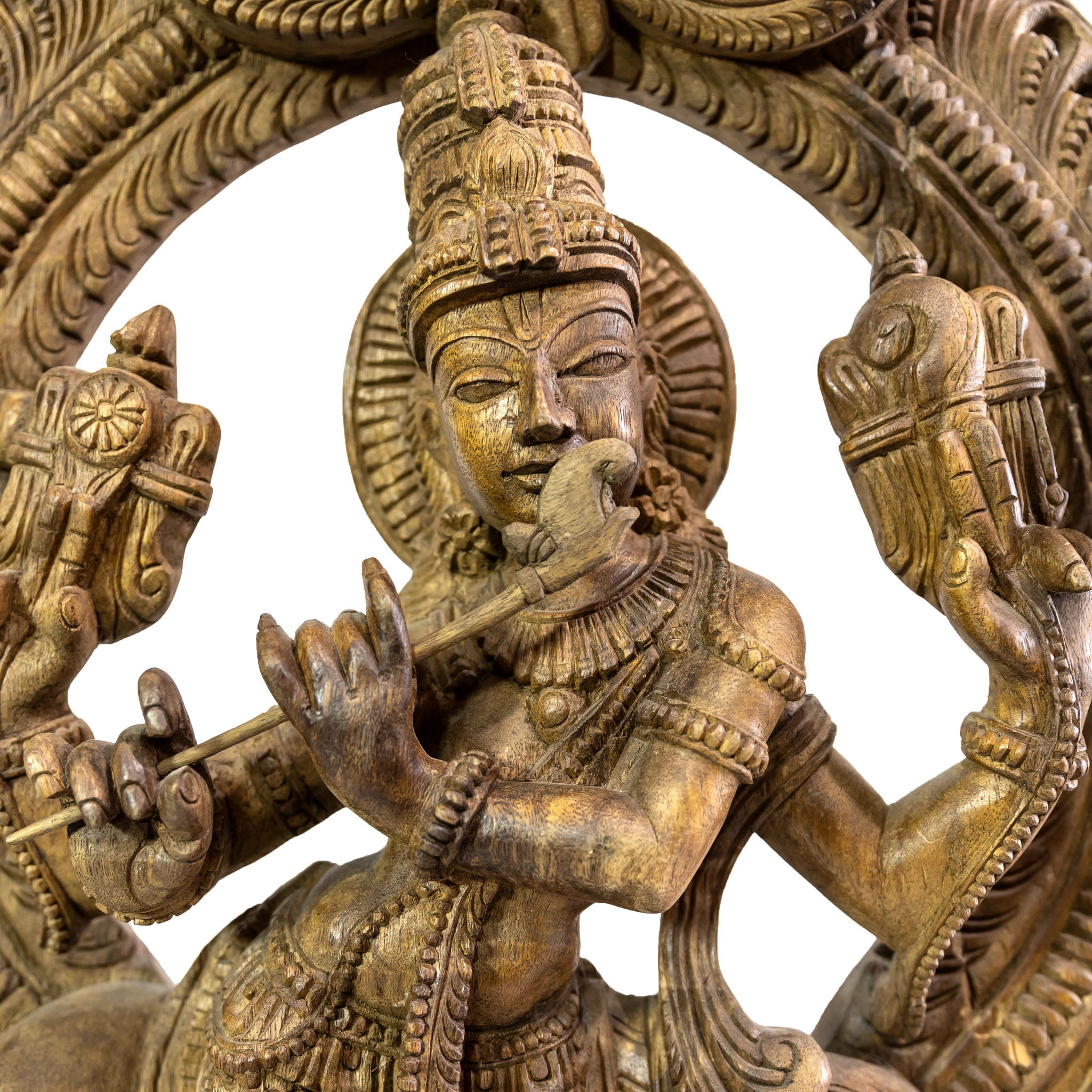 Antique Wooden Lord Krishna