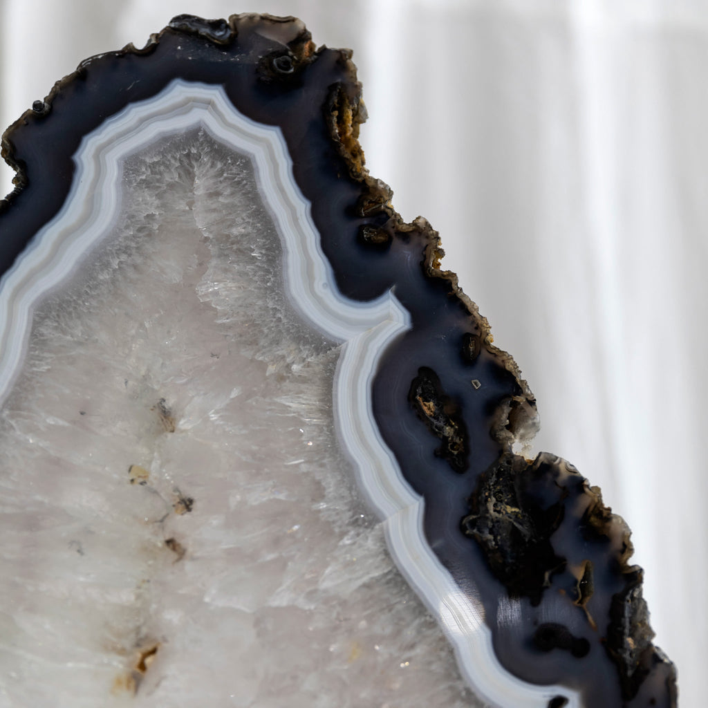 Gray Agate Butterfly Slices with Iron Base