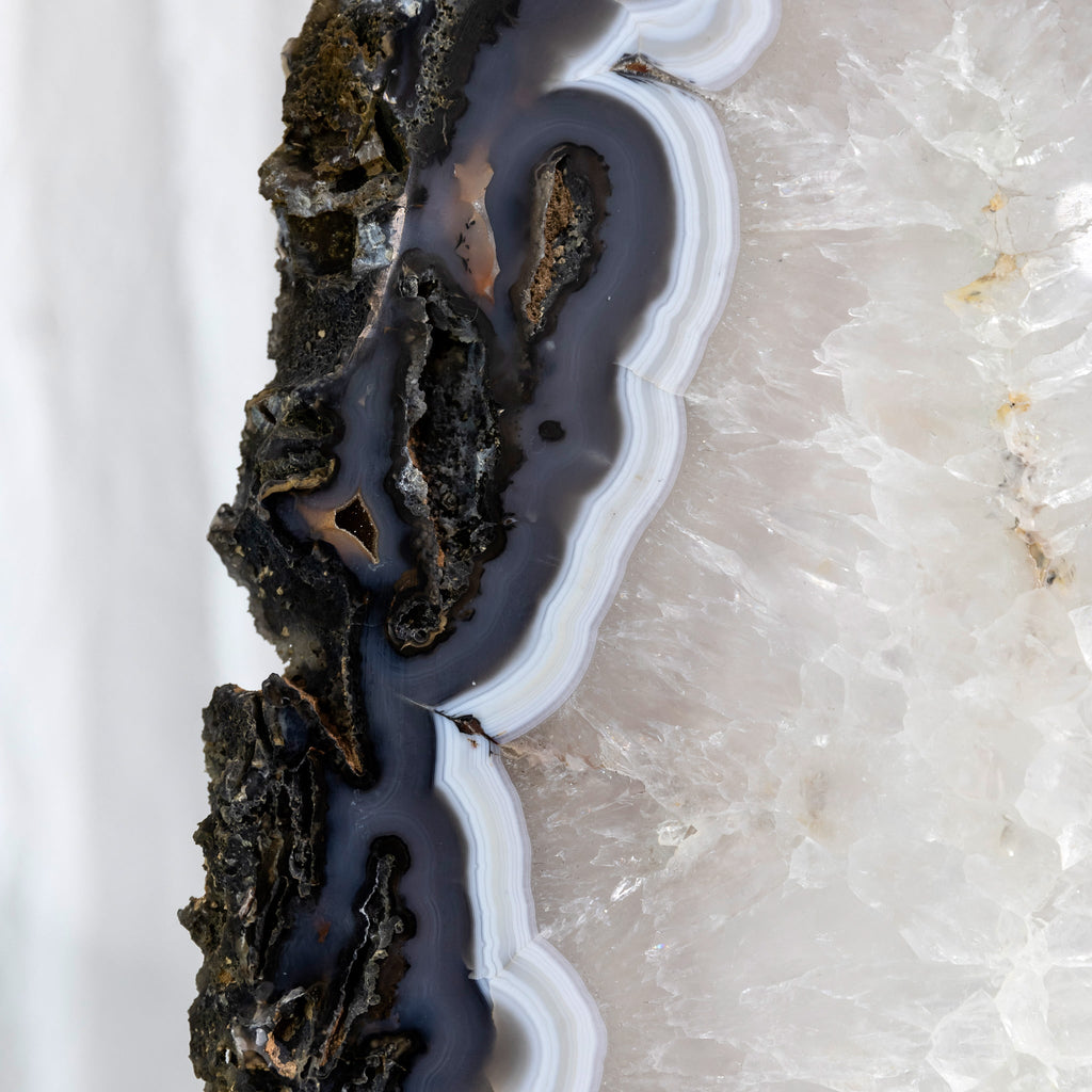 Gray Agate Butterfly Slices with Iron Base