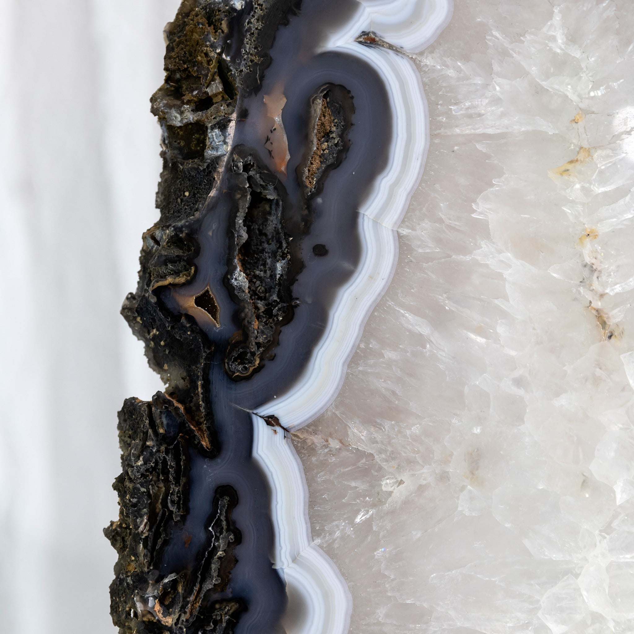 Gray Agate Butterfly Slices with Iron Base