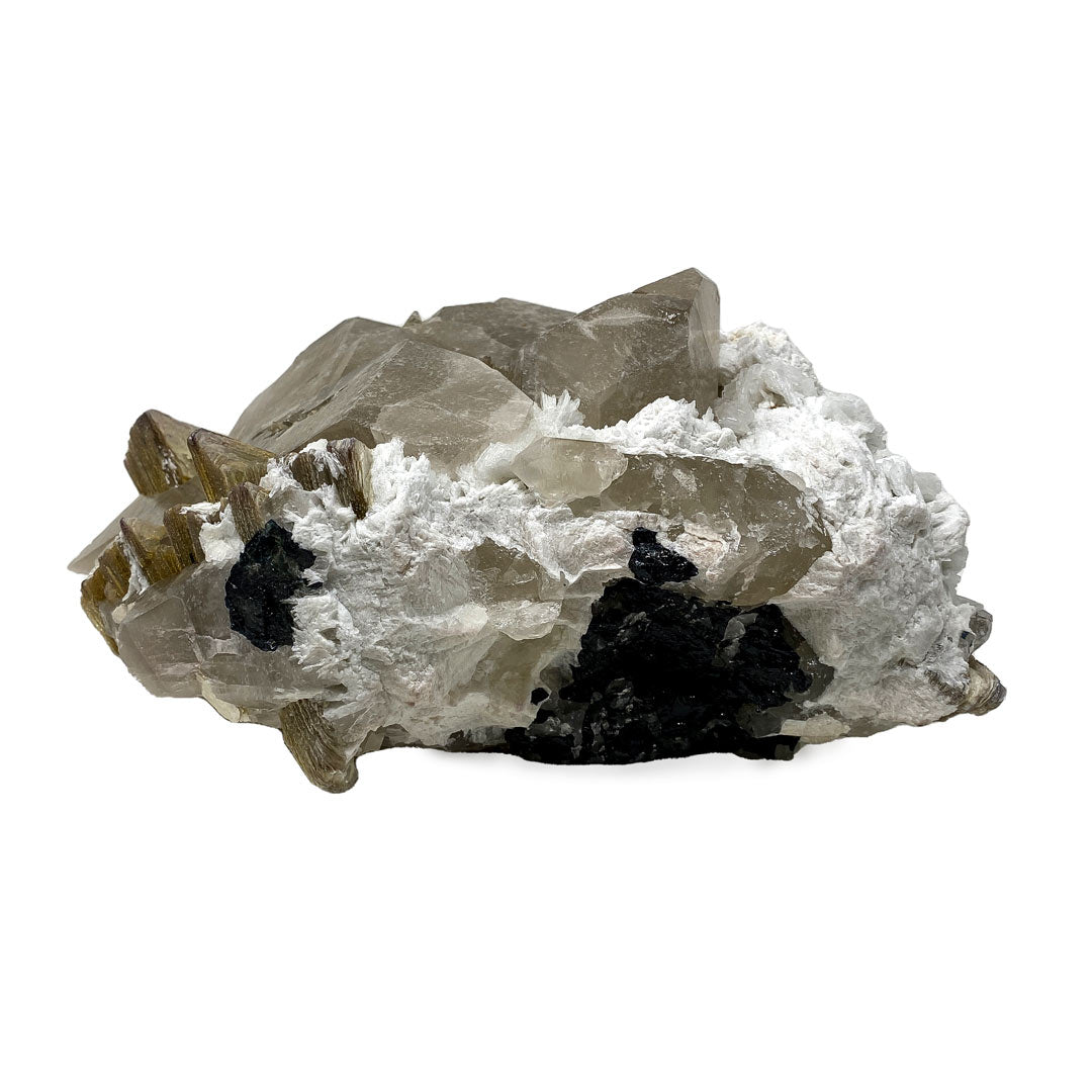 Quartz with Lepidolite , Calcite and Tourmaline