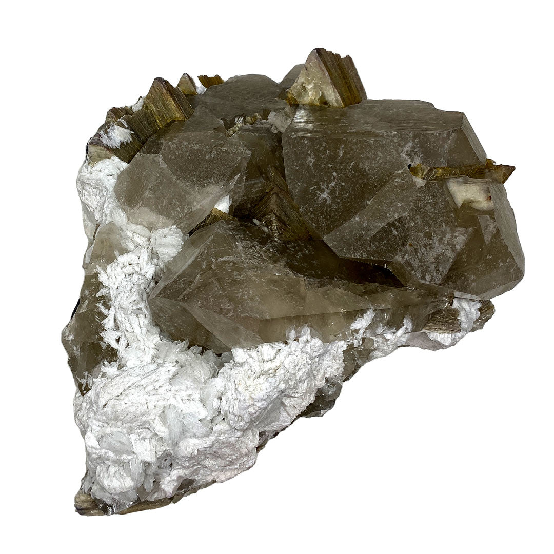 Quartz with Lepidolite , Calcite and Tourmaline