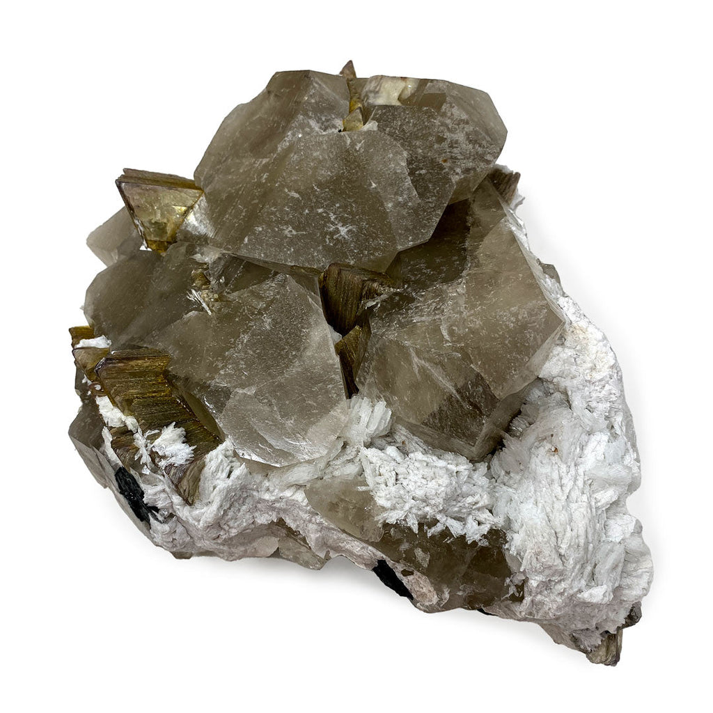 Quartz with Lepidolite , Calcite and Tourmaline