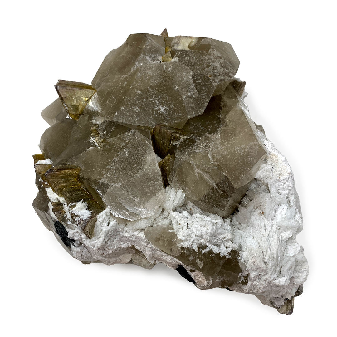 Quartz with Lepidolite , Calcite and Tourmaline