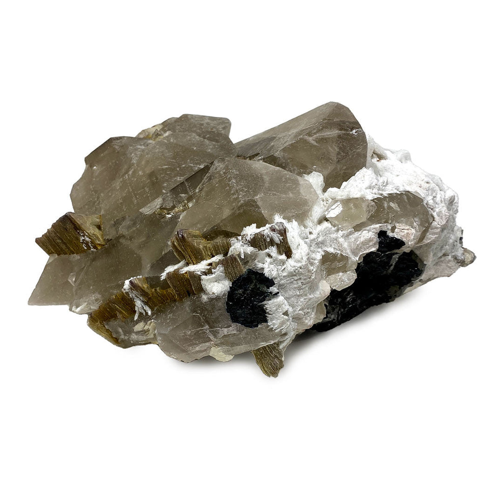 Quartz with Lepidolite , Calcite and Tourmaline