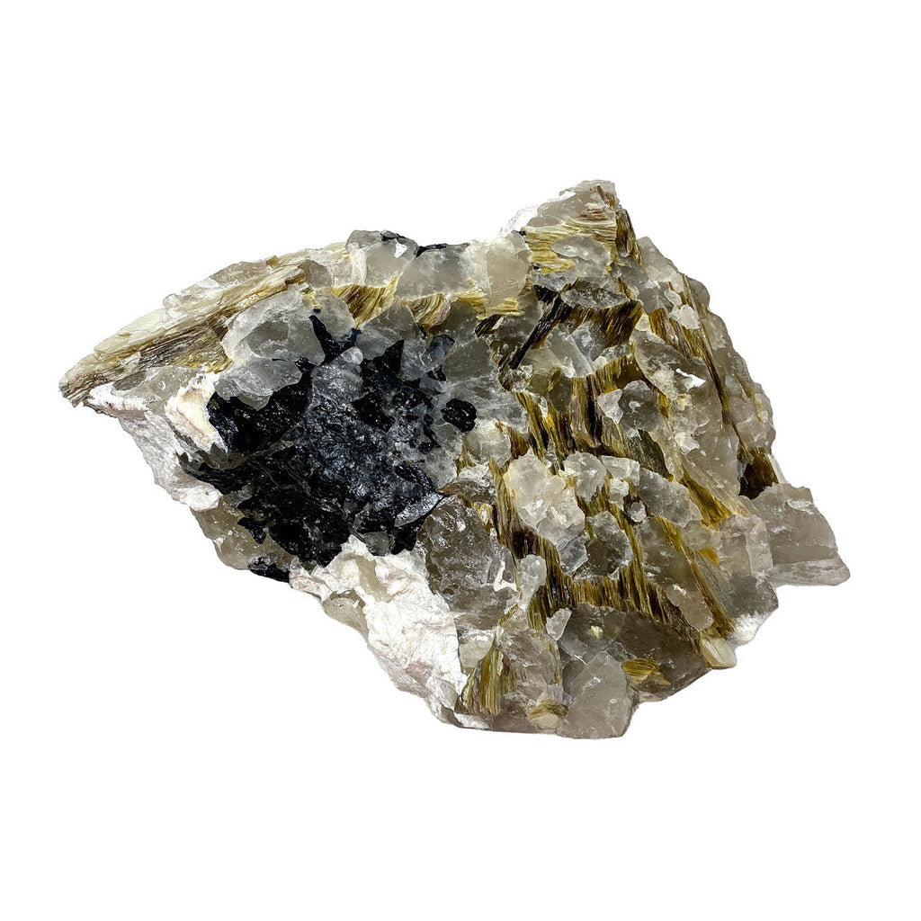 Quartz with Lepidolite , Calcite and Tourmaline