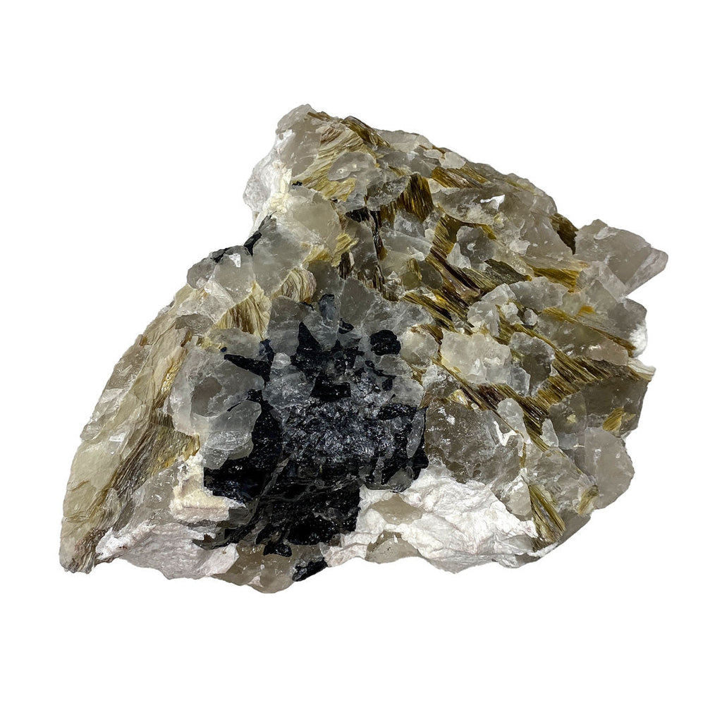 Quartz with Lepidolite , Calcite and Tourmaline