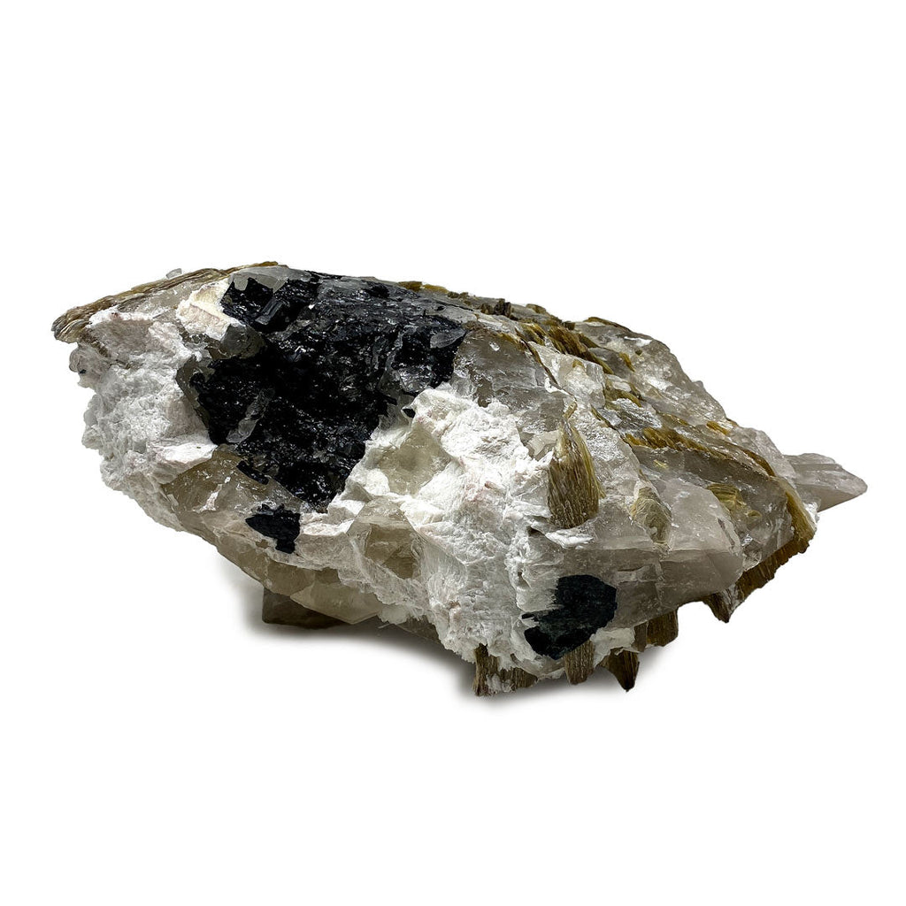 Quartz with Lepidolite , Calcite and Tourmaline