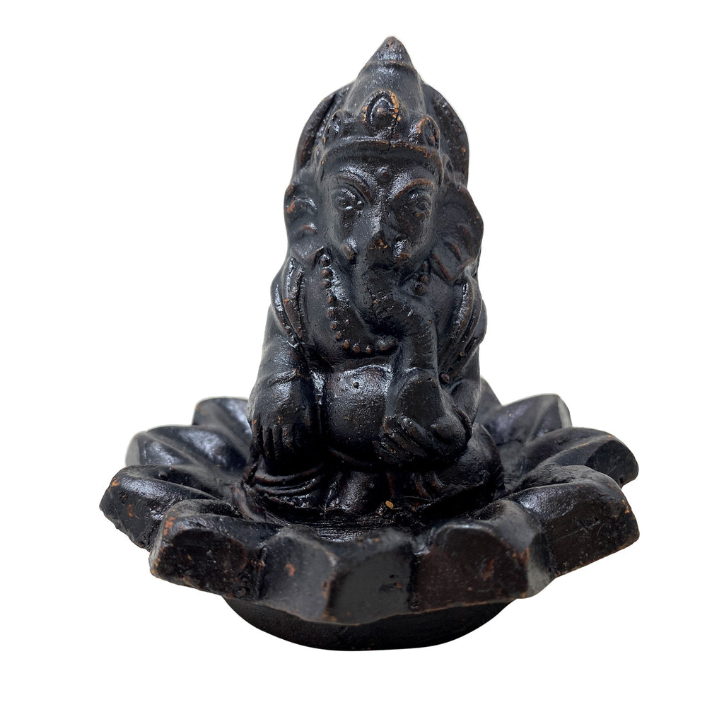 Clay Incense Holder w/ Ganesha on Lotus