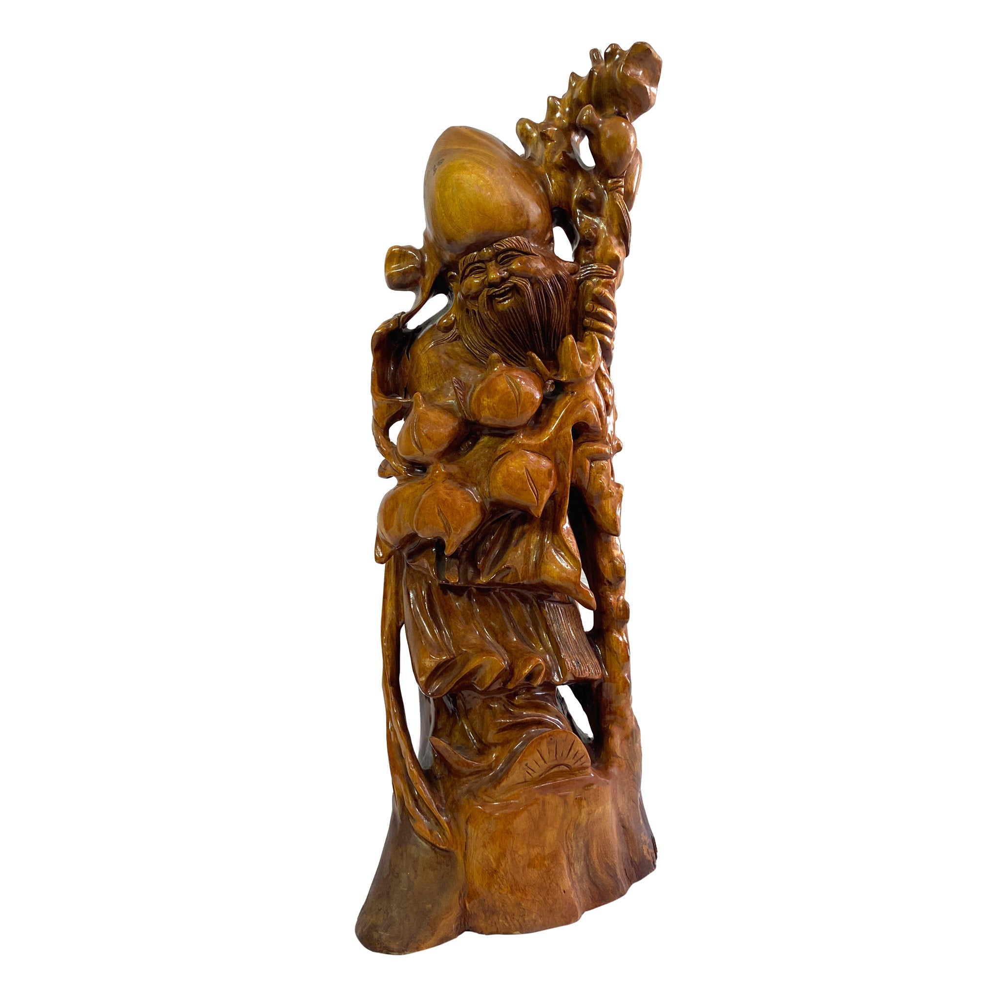 Hand-Carved Fisherman Wooden Statue