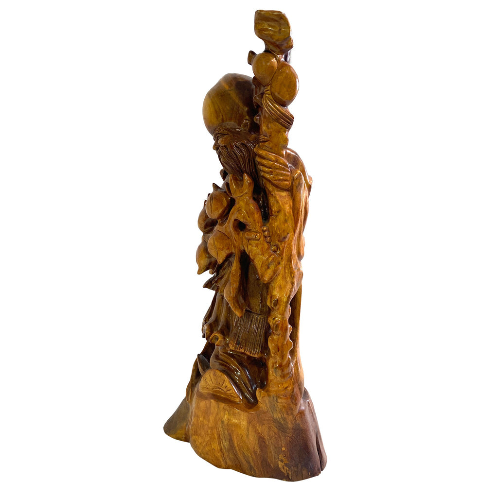Hand-Carved Fisherman Wooden Statue