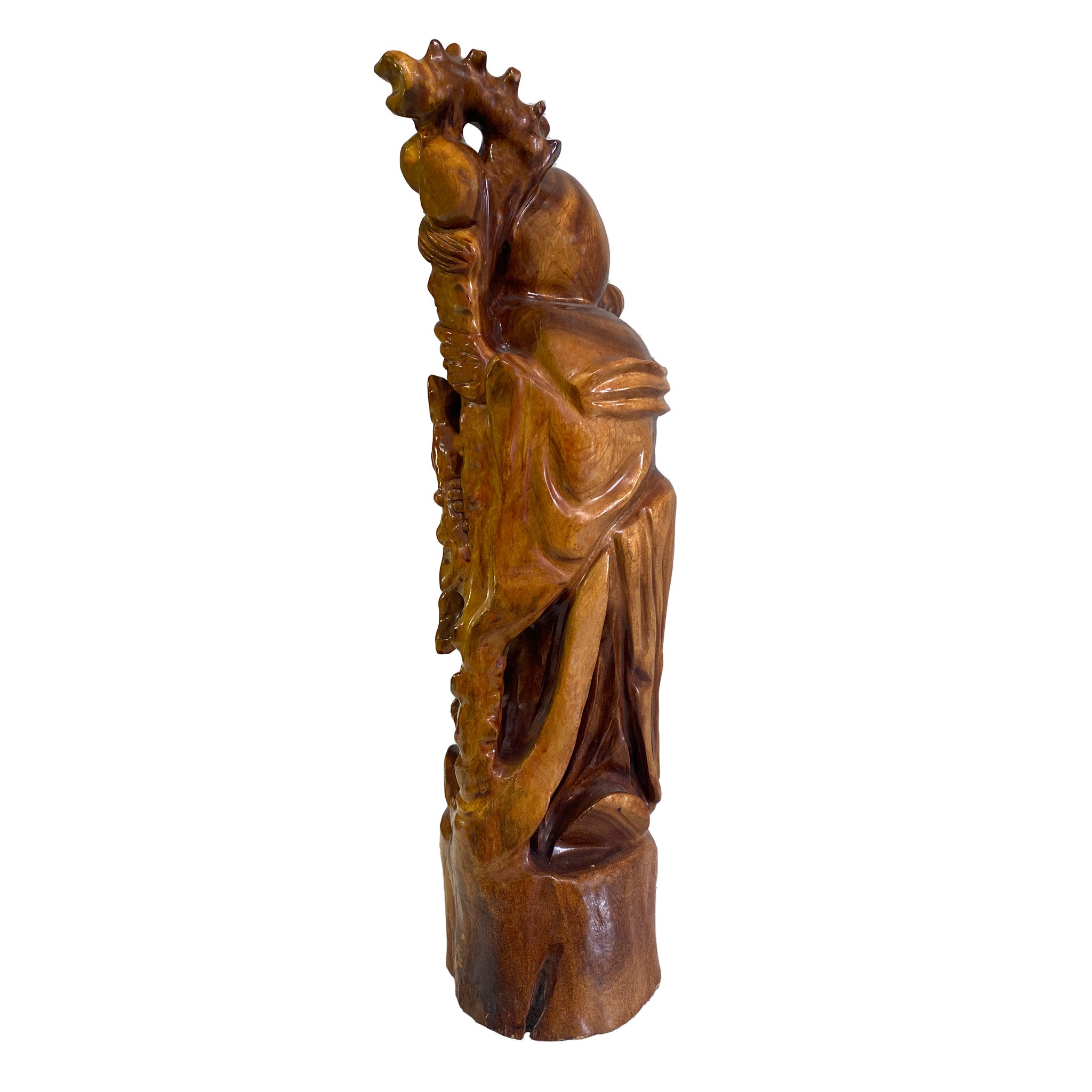 Hand-Carved Fisherman Wooden Statue
