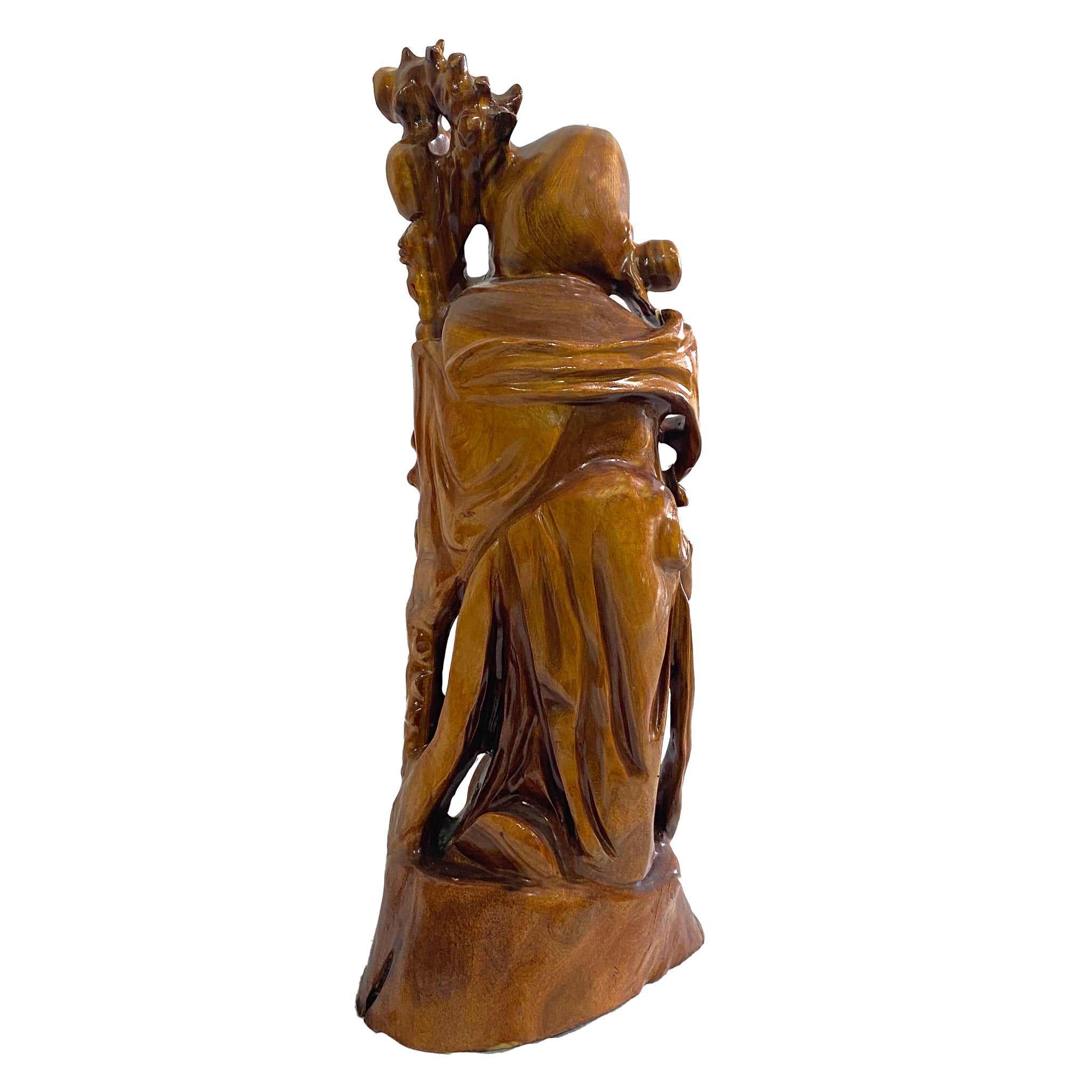 Hand-Carved Fisherman Wooden Statue