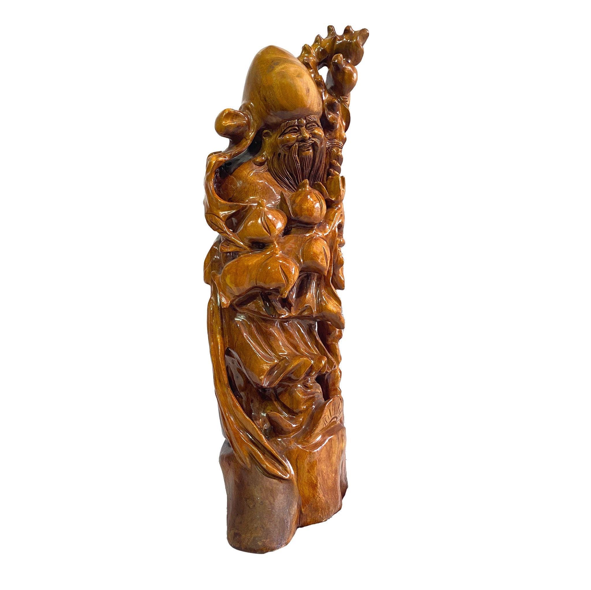 Hand-Carved Fisherman Wooden Statue