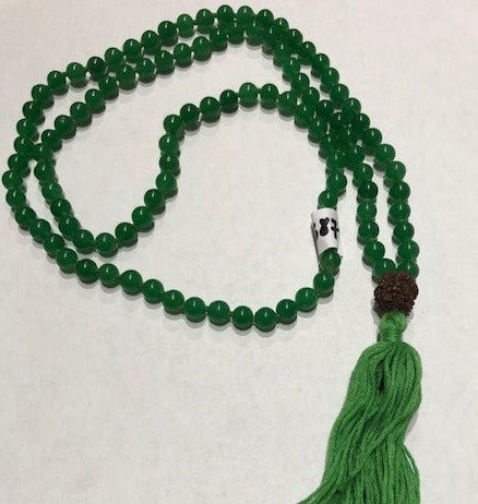 Mala Green Jade and Rudraksha