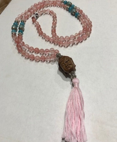 Mala Watermelon Stone, Aquamarine and Amazonite