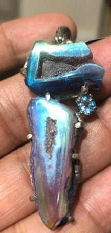 Geode Agate Pendant on Sterling Silver Medium