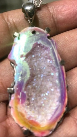 Geode Agate Pendant on Sterling Silver Small