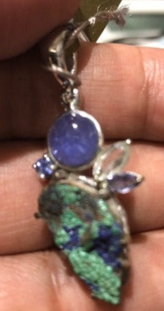 Azurite and Malachite Pendant on Sterling Silver