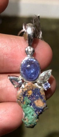 Azurite and Tanzanite Pendant on Sterling Silver