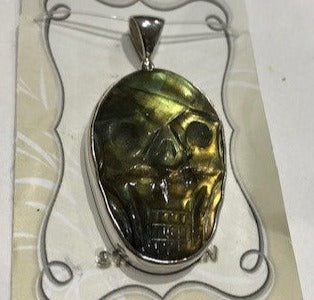 Labradorite Pendant with Scull on Sterling Silver