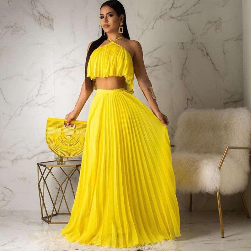 Dress two-piece sexy fashion pleated Modern Wear On Trend