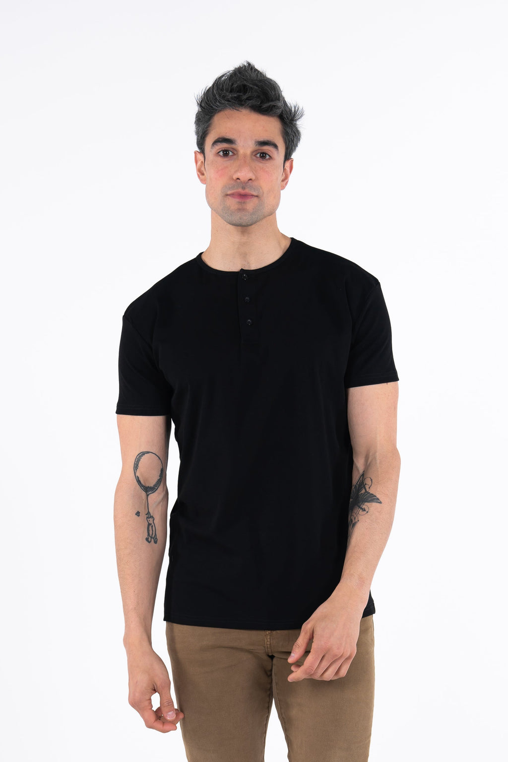 Classic Henley T-Shirt: Black - Rule Of Threads