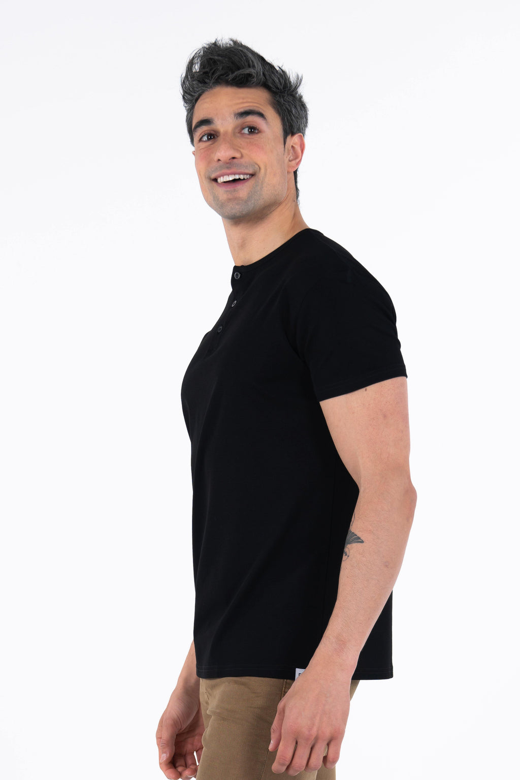 Classic Henley T-Shirt: Black - Rule Of Threads