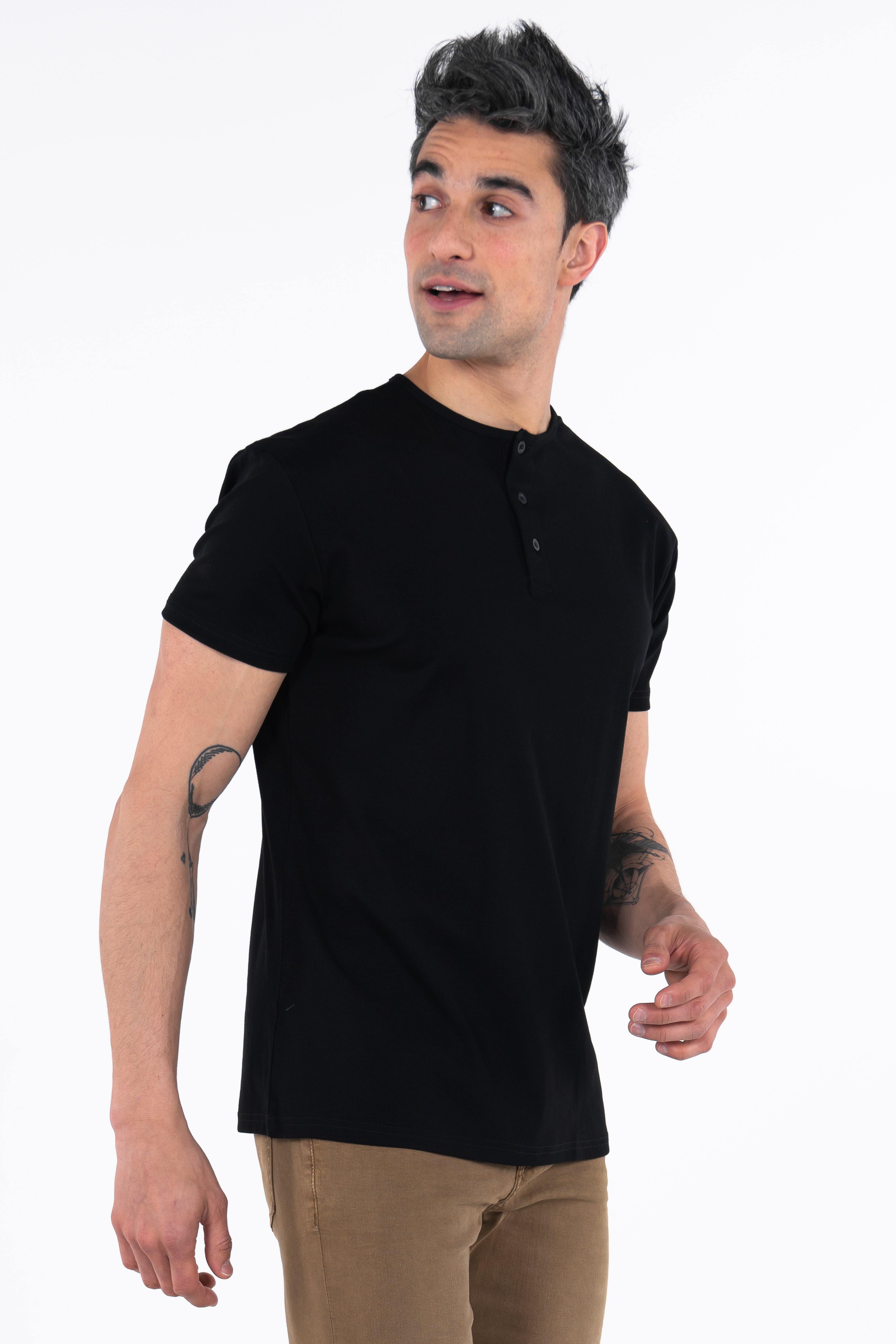 Classic Henley T-Shirt: Black - Rule Of Threads