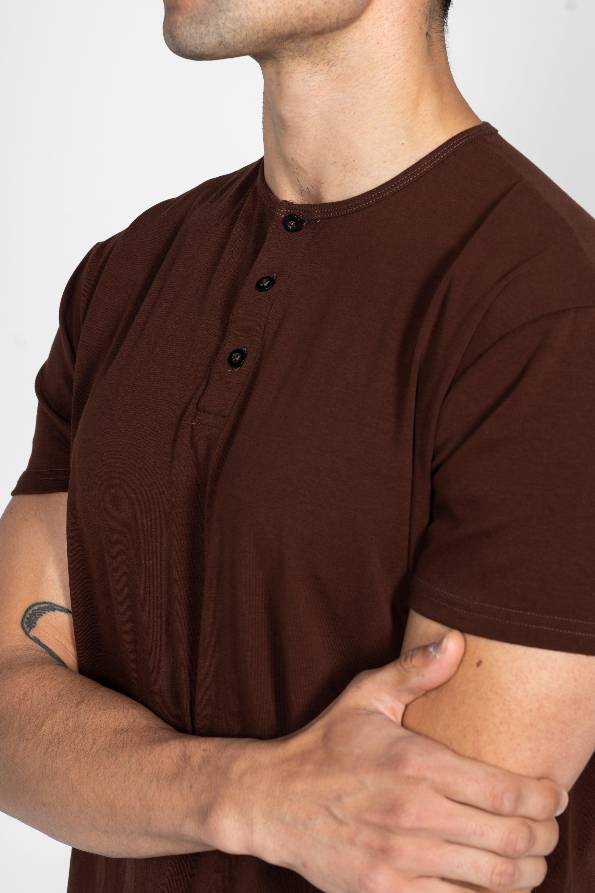 Classic Henley T-Shirt: Espresso - Rule Of Threads