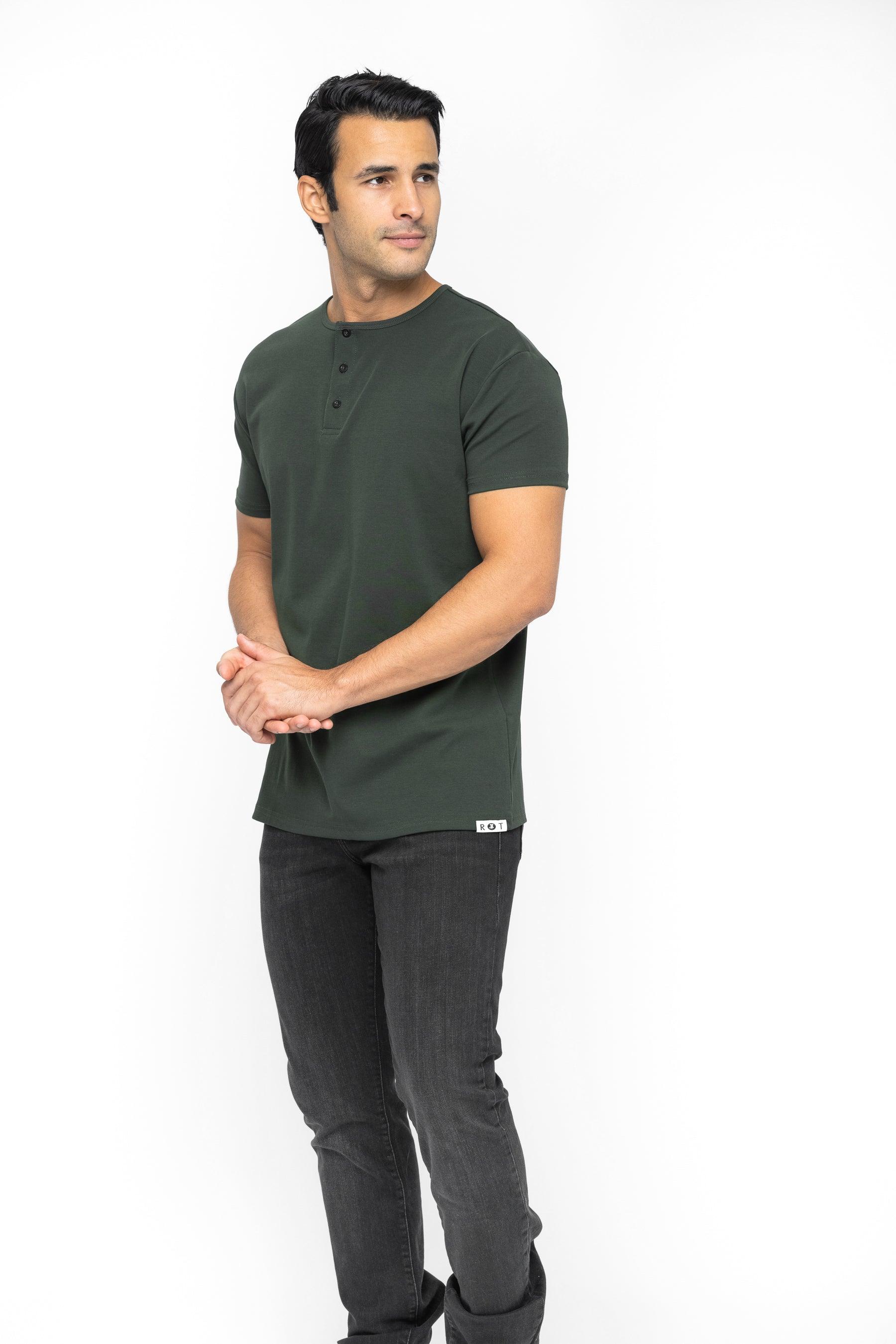 Classic Henley T-Shirt: Forest - Rule Of Threads