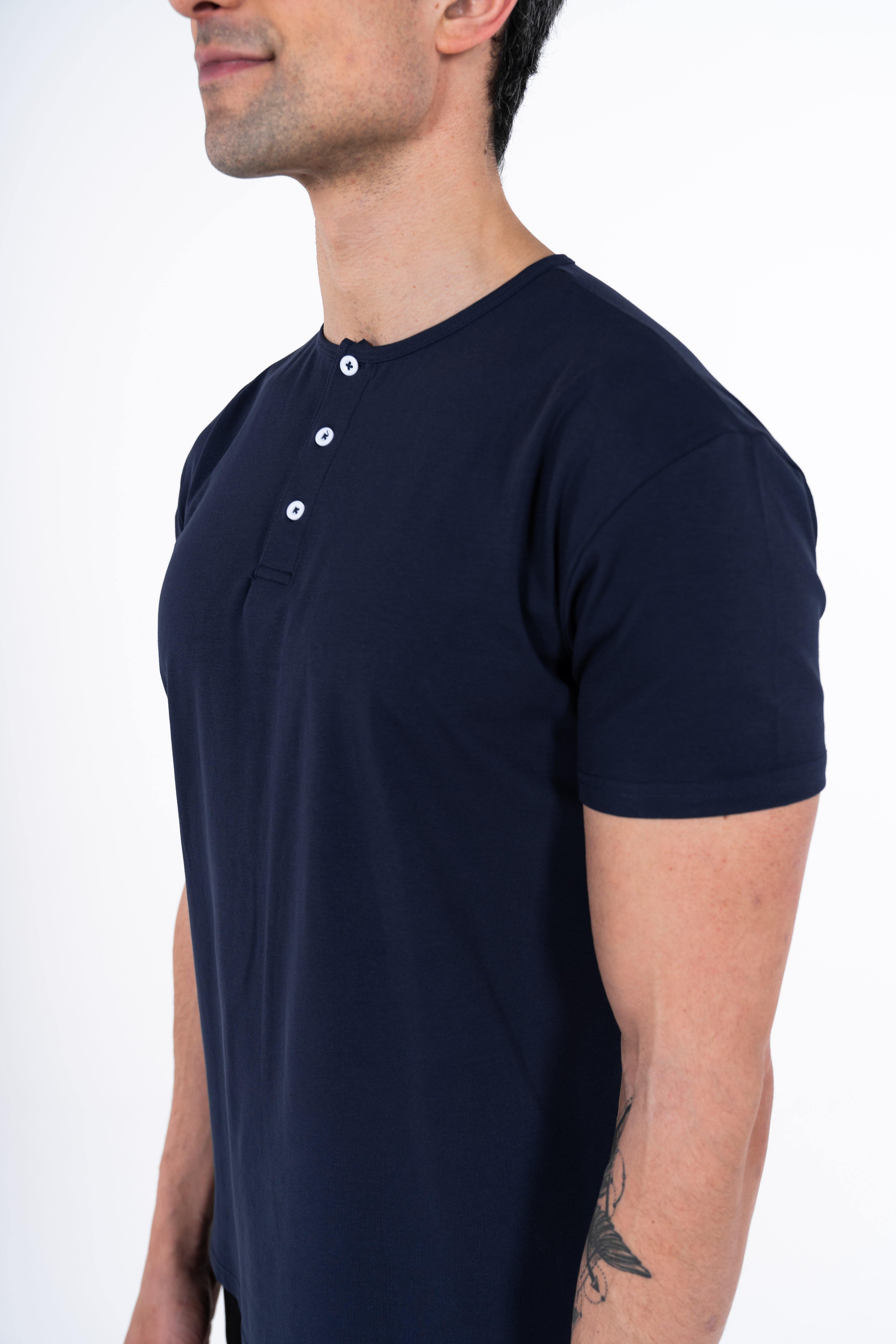 Classic Henley T-Shirt: NY Blue - Rule Of Threads