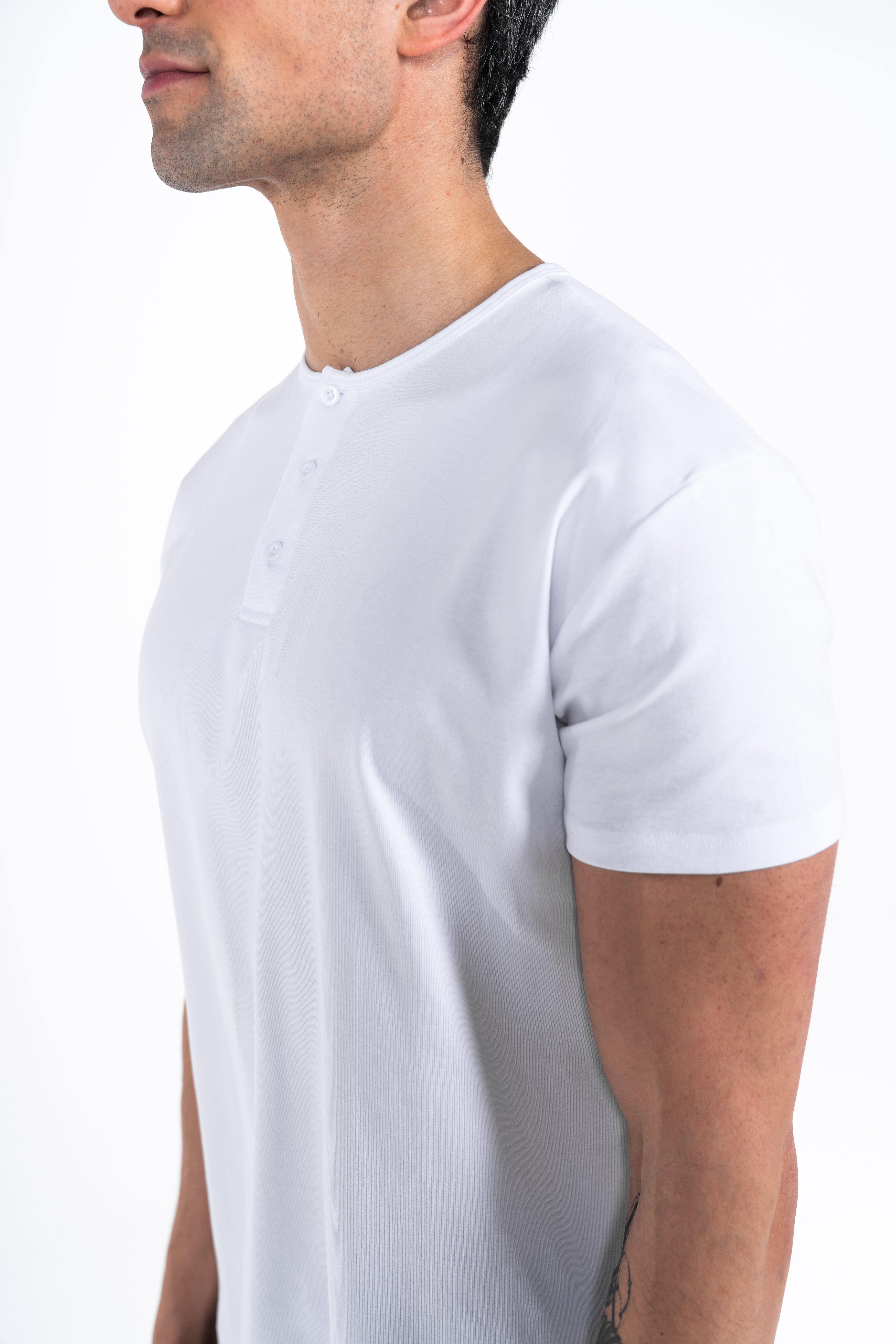 Classic Henley T-Shirt: White - Rule Of Threads