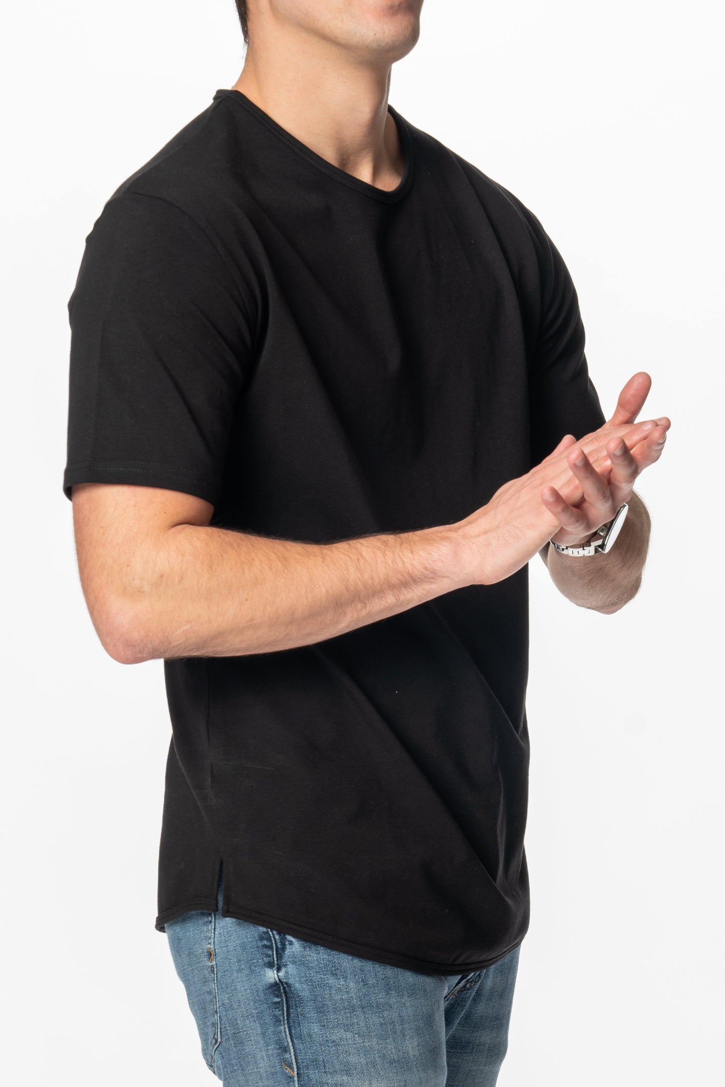 Curve-Split Crew T-Shirt: Mint Green