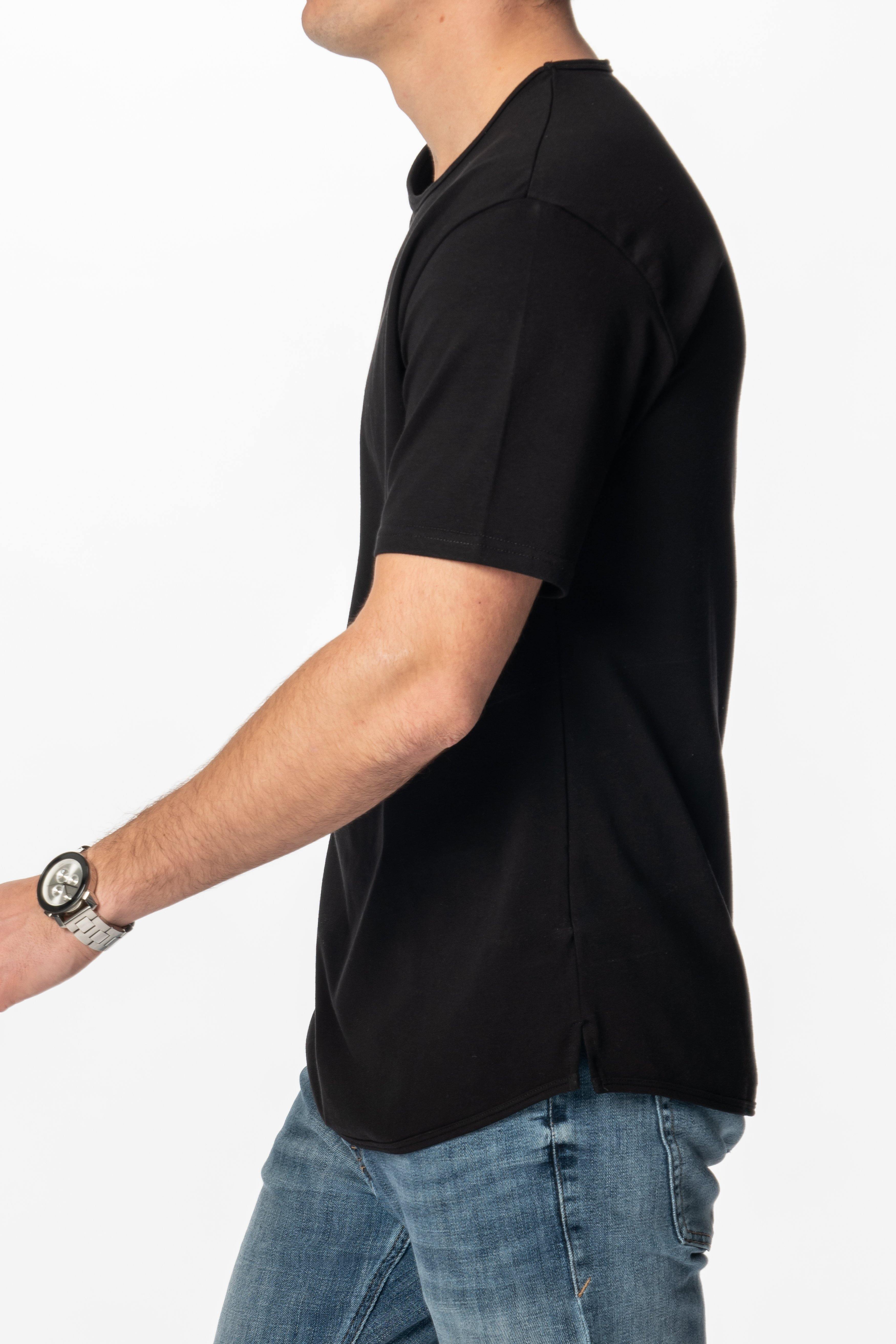 Curve-Split Crew T-Shirt: Khaki Green