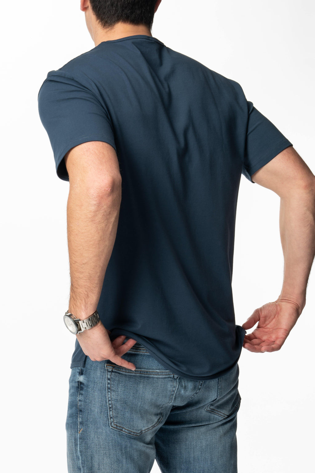 Curve-Split Crew T-Shirt: Khaki Green