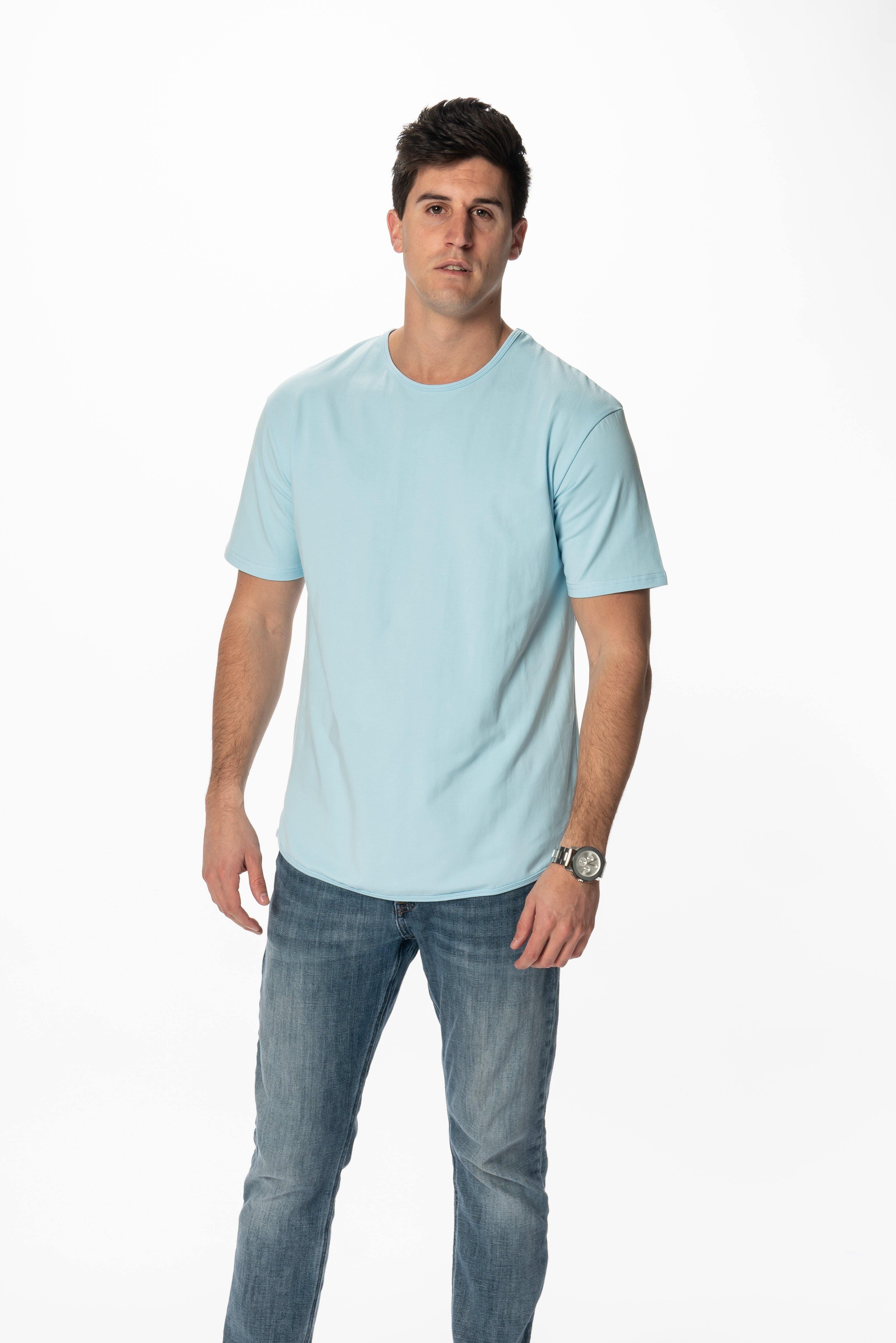 Curve-Split Crew T-Shirt: Coral Pink