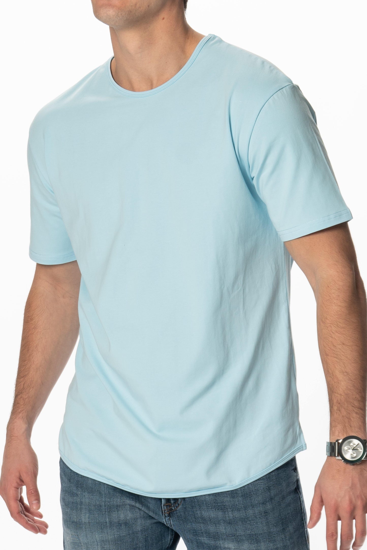 Curve-Split Crew T-Shirt: Mint Green