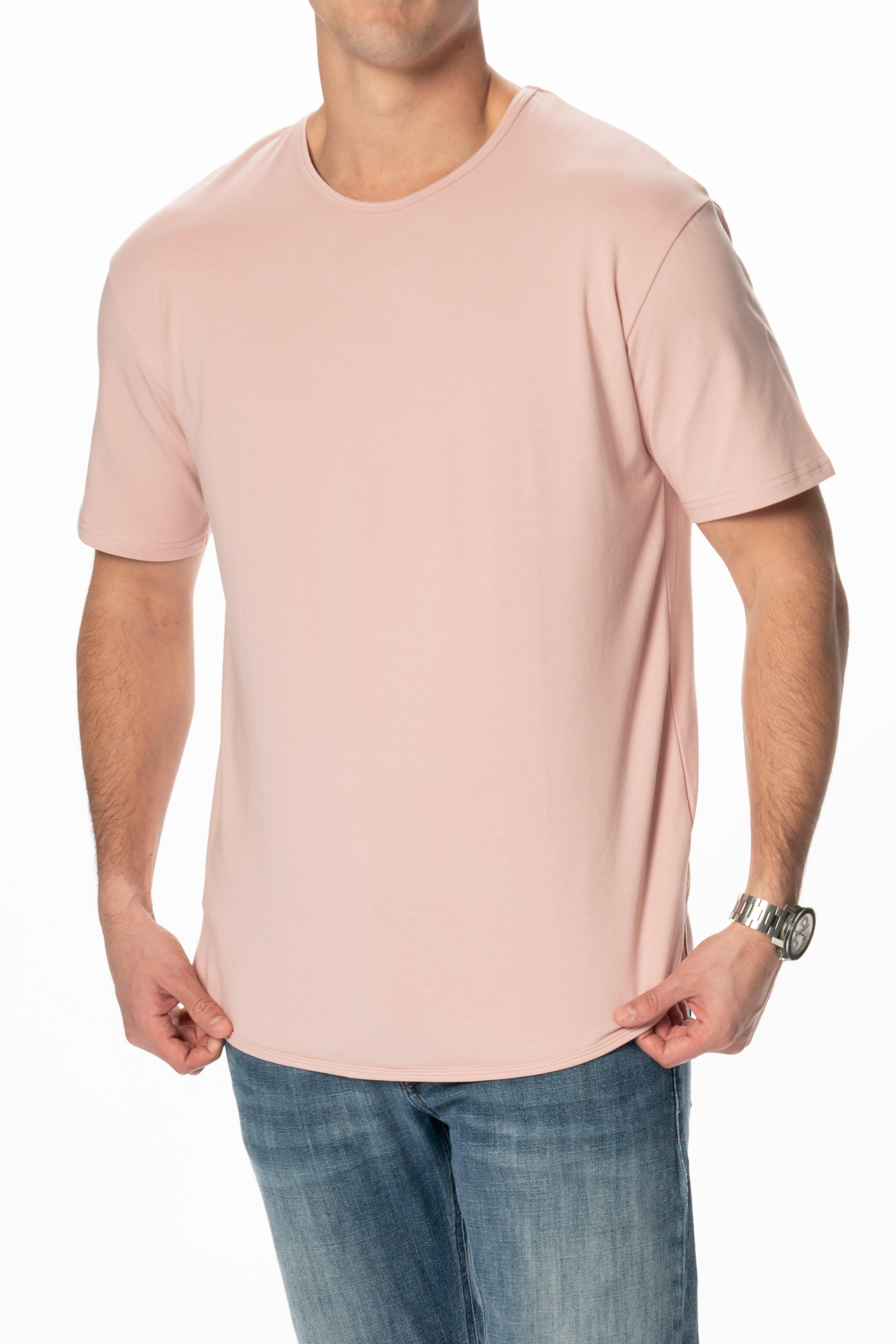 Curve-Split Crew T-Shirt: Coral Pink - Rule Of Threads