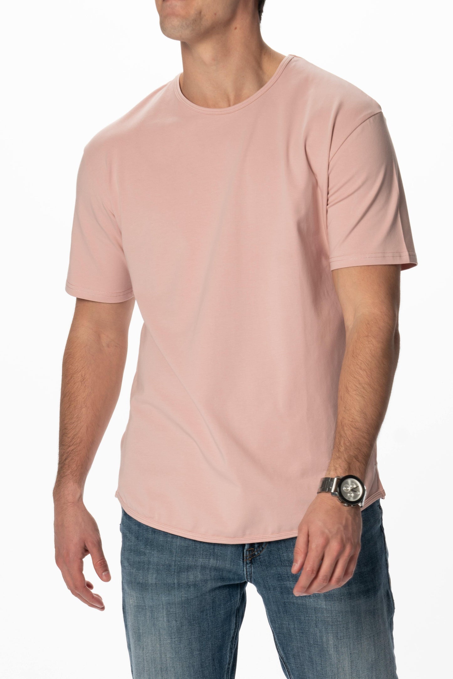 Curve-Split Crew T-Shirt: Mint Green