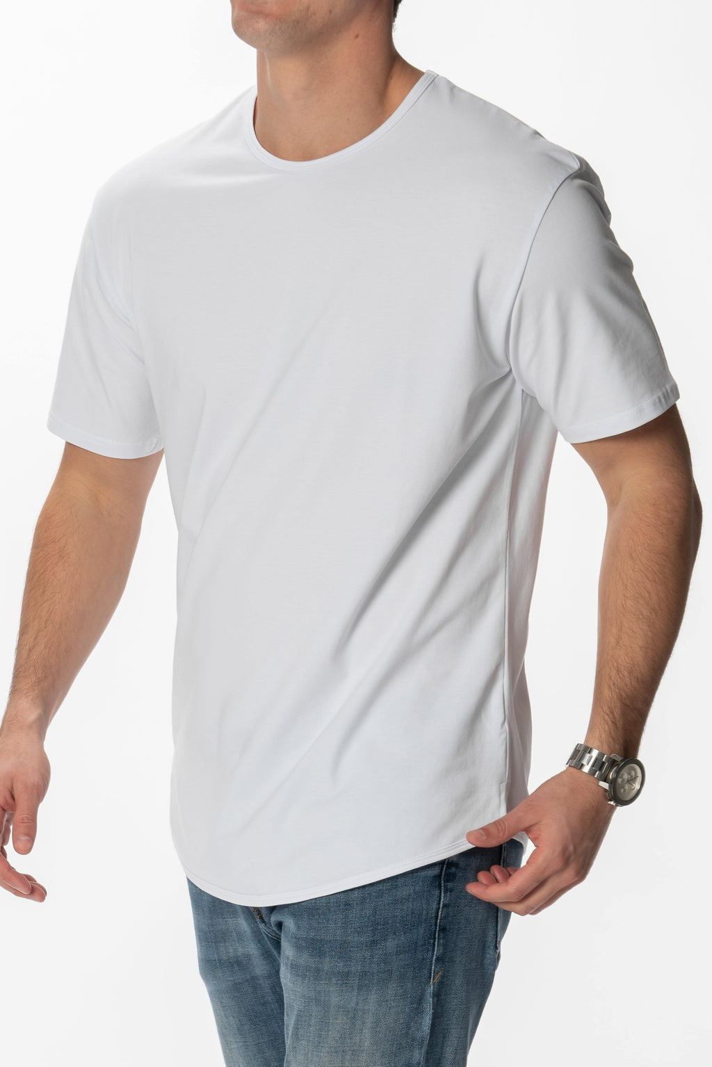 Curve-Split Crew T-Shirt: White - Rule Of Threads