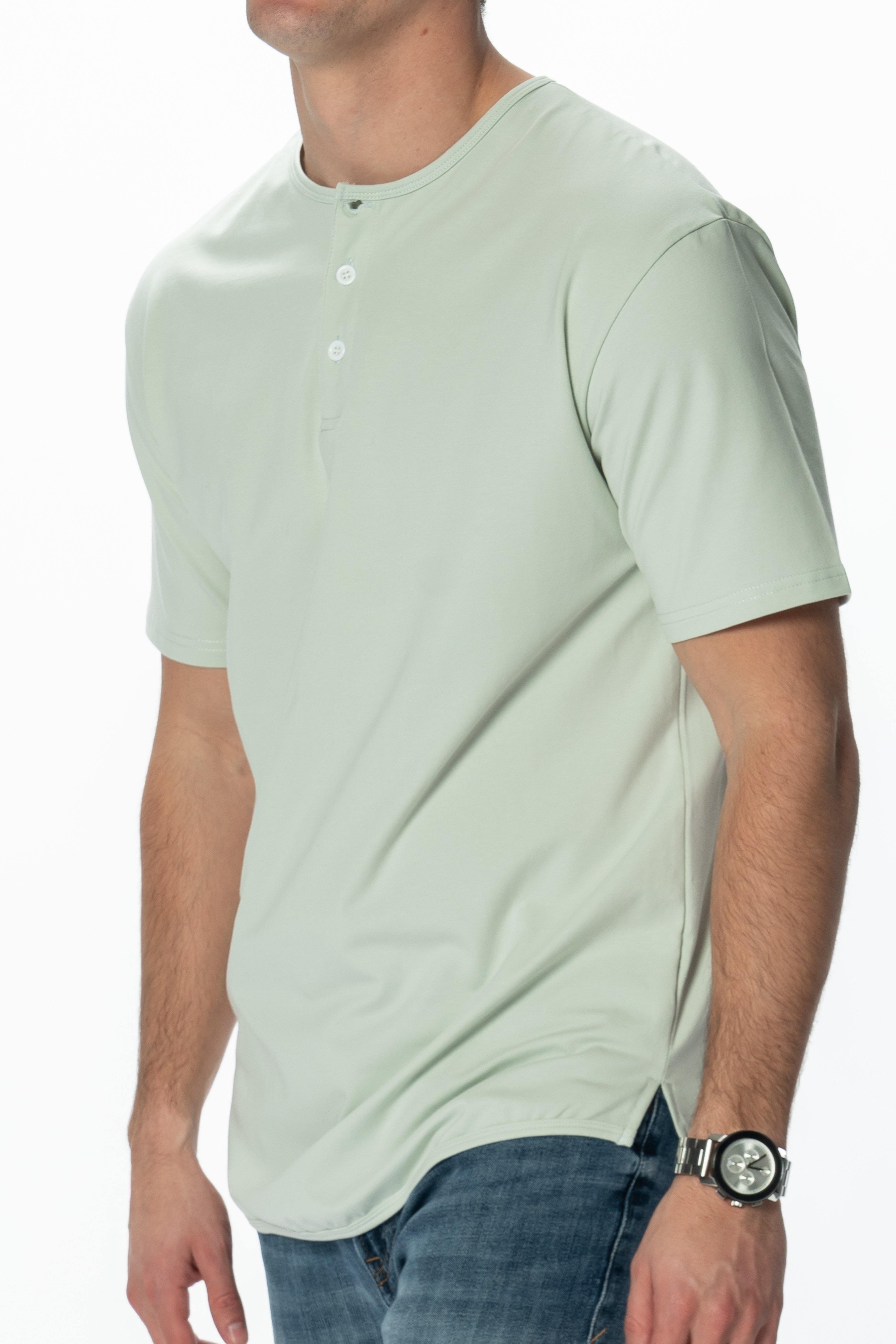 Curve-Split Henley T-Shirt: Black