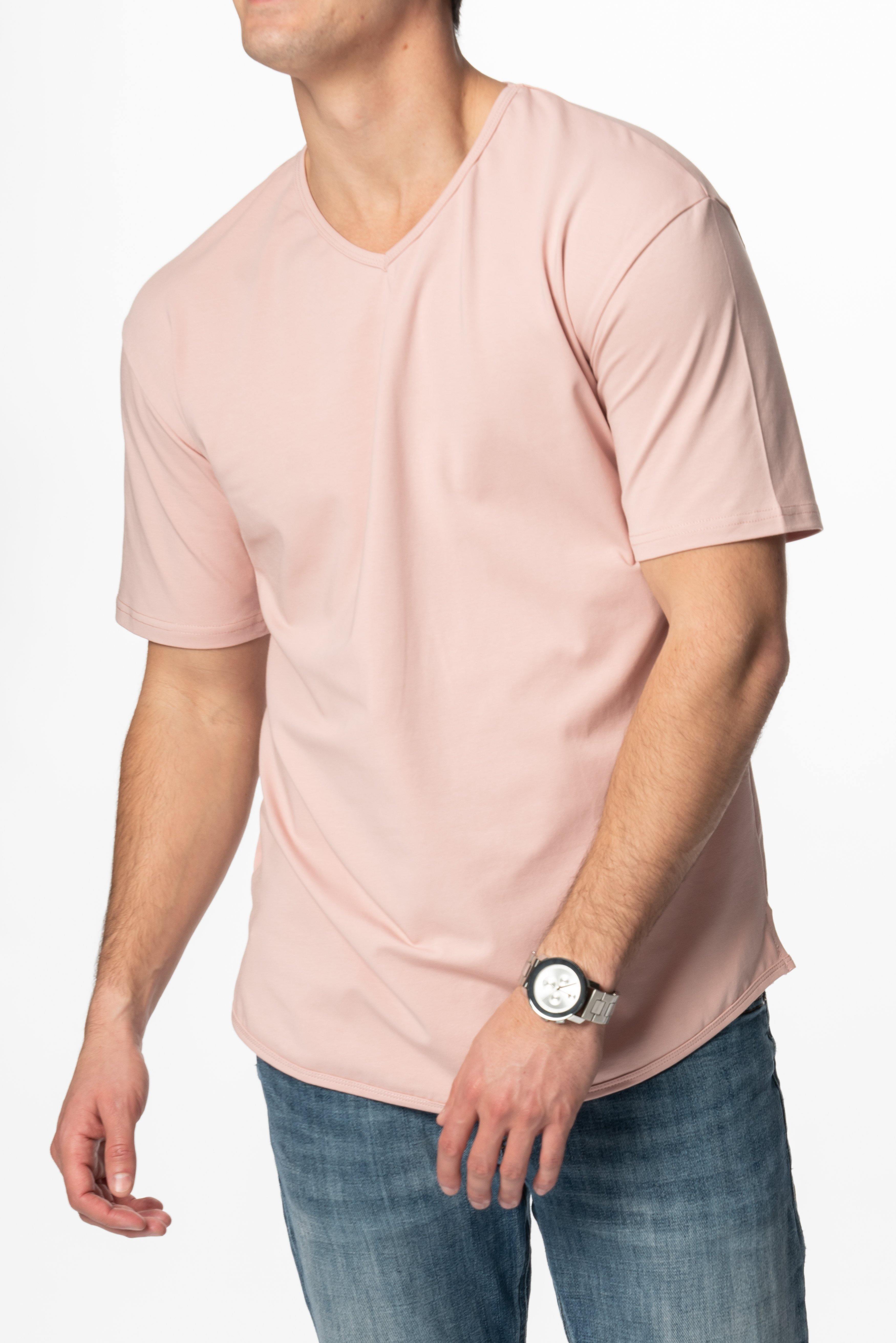 Curve-Split V-Neck T-Shirt: Coastal Blue