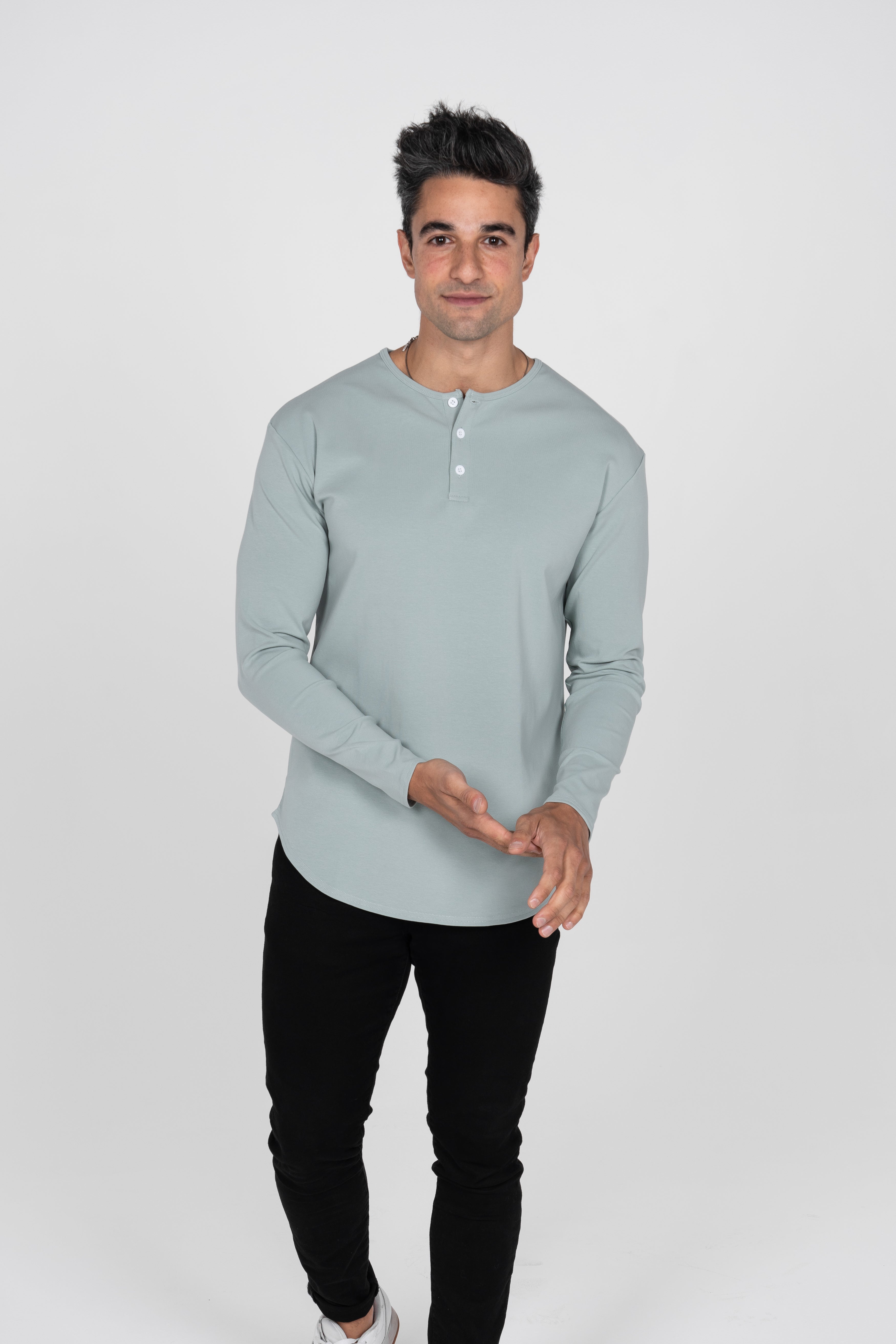 L/S Curve Henley: Arctic Blue - Rule Of Threads