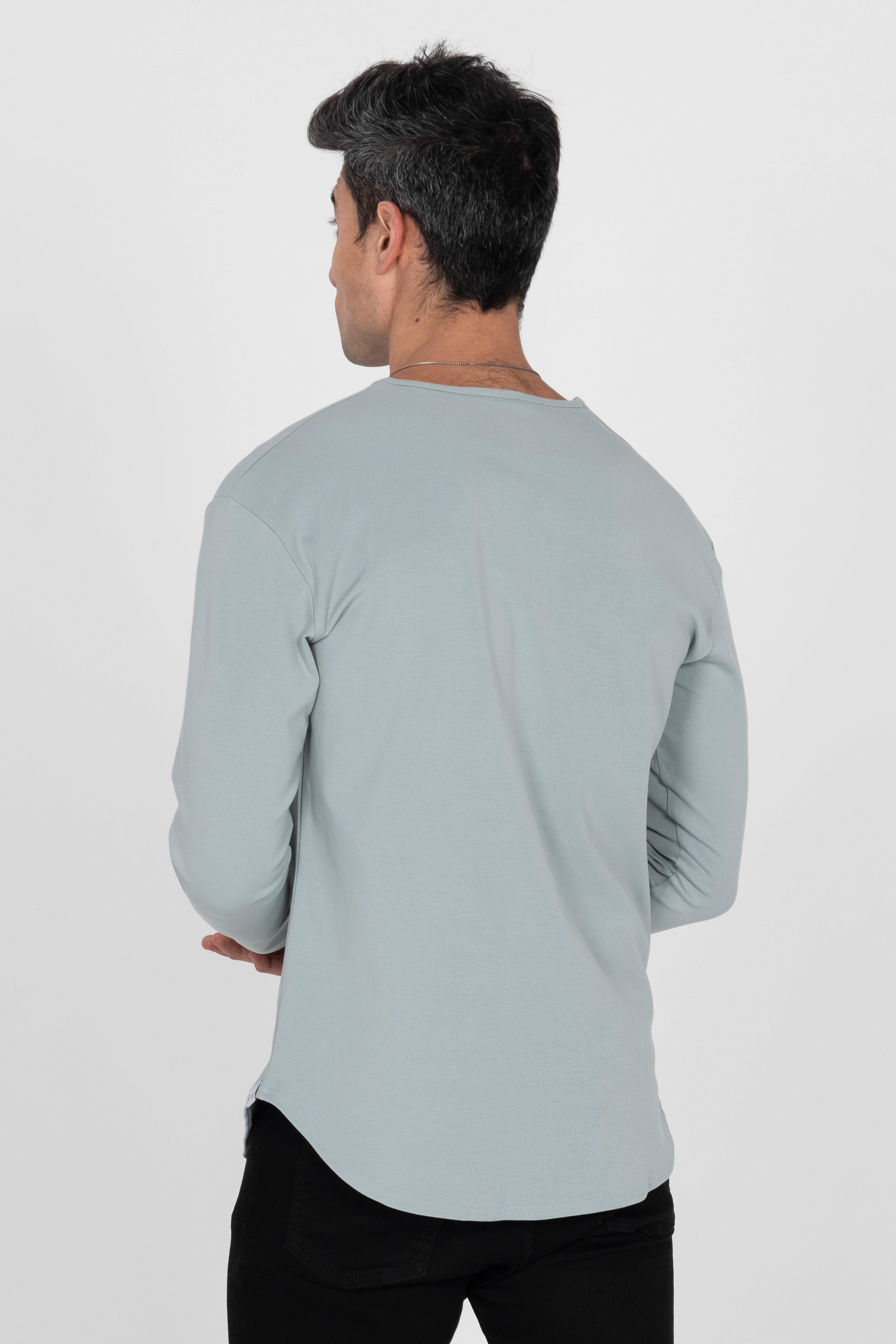 L/S Curve Henley: Arctic Blue - Rule Of Threads