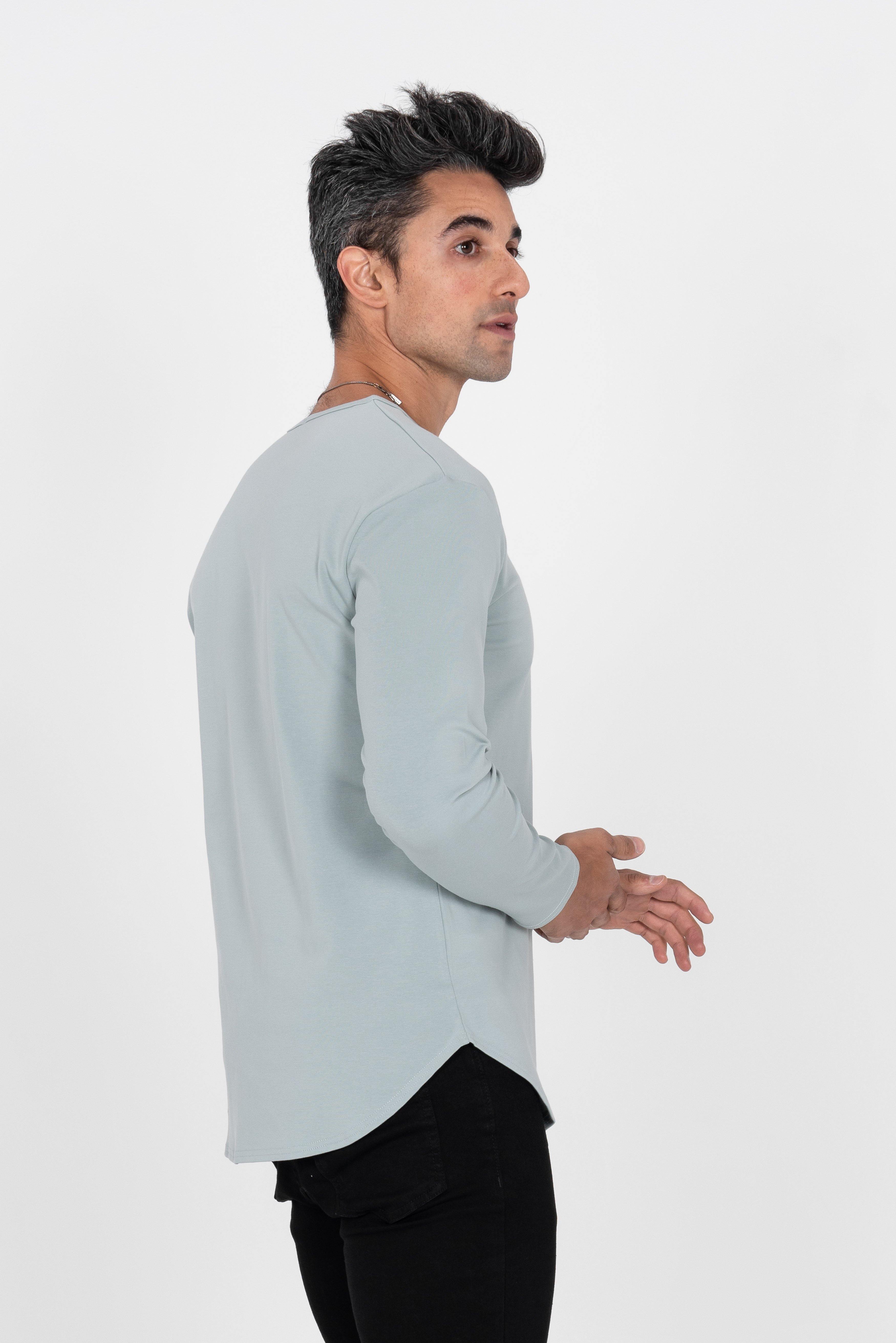 L/S Curve Henley: Arctic Blue - Rule Of Threads