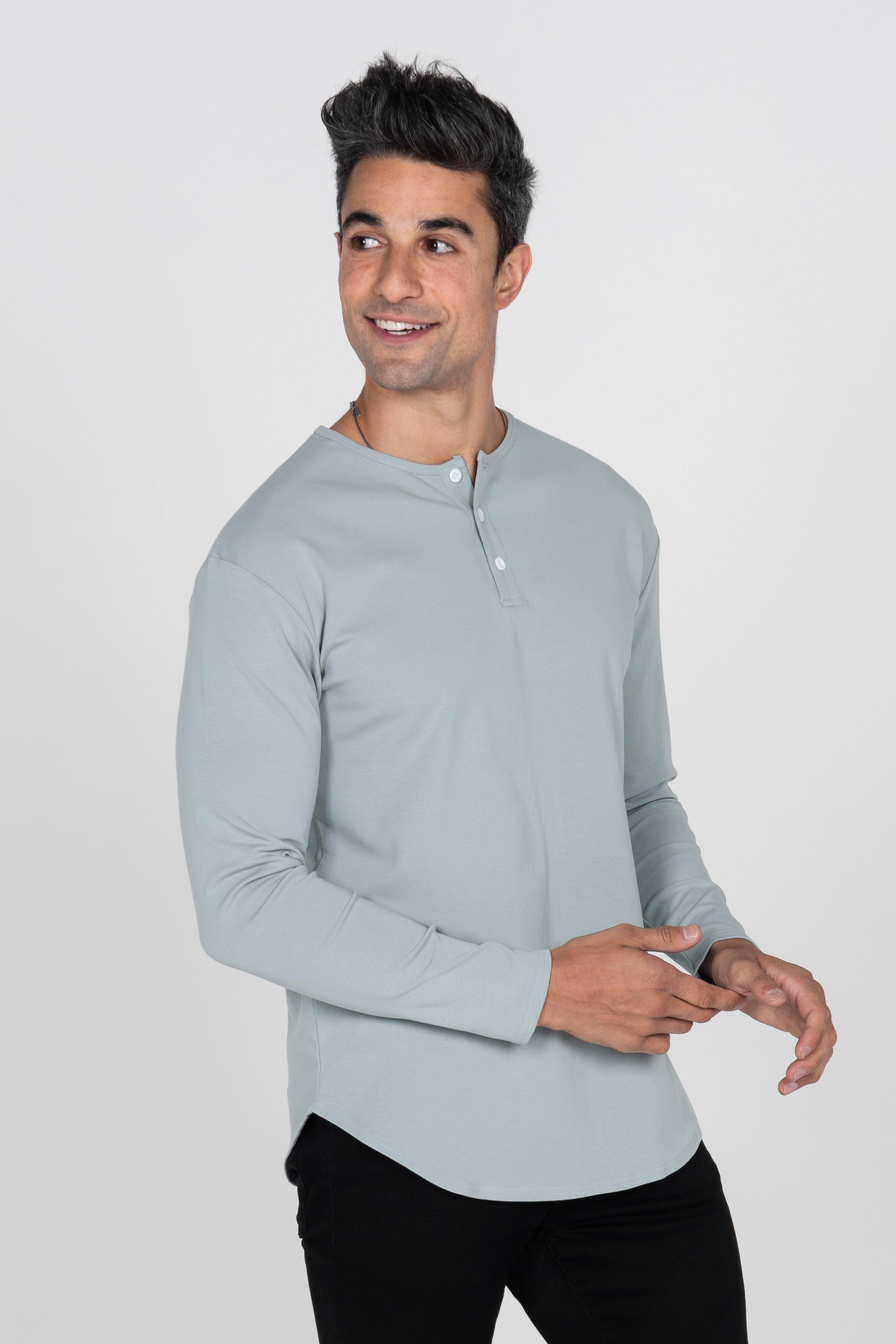 L/S Curve Henley: Arctic Blue - Rule Of Threads