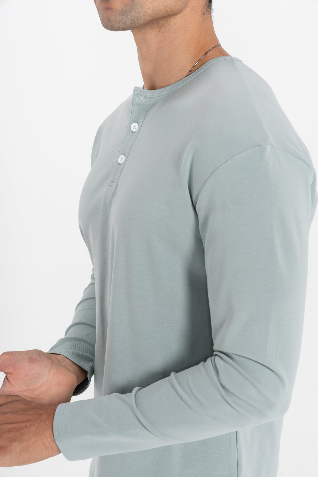 L/S Curve Henley: Arctic Blue - Rule Of Threads